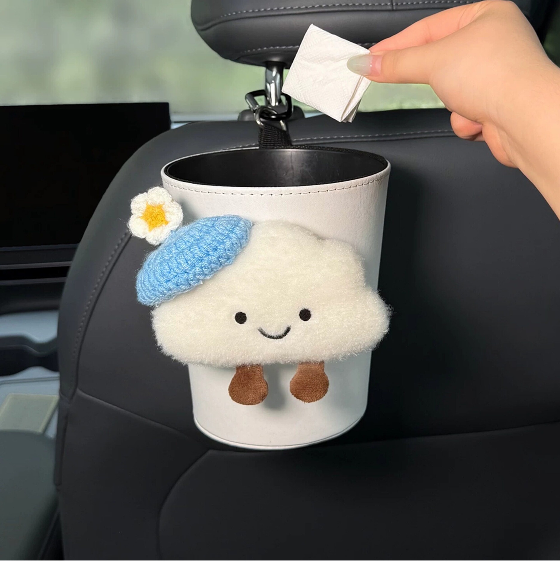 Car-mounted tissue box and trash bin 2-in-1, hanging bag for car interior, 2026 new model, high-end and practical