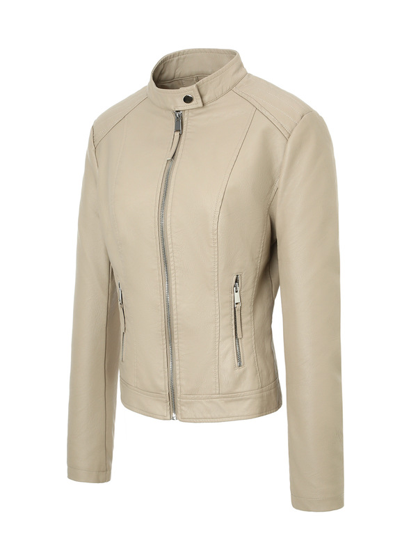 外贸女士PU皮衣欧美秋冬立领机车服欧码皮外套短款Women's jacket|undefined