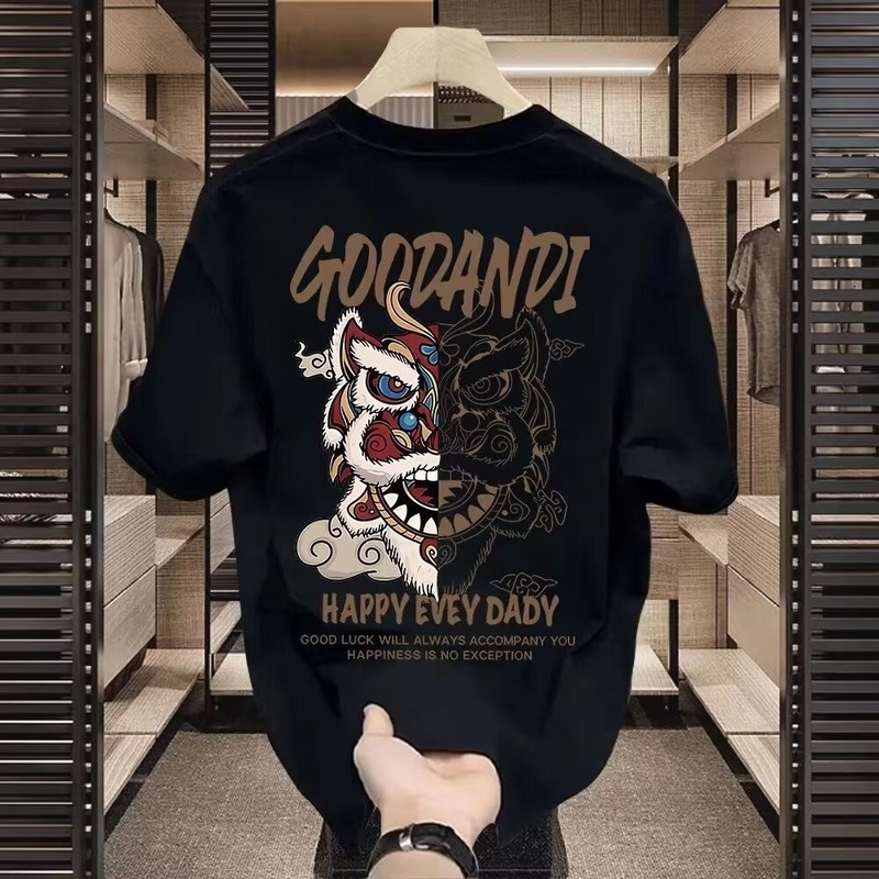 アメリカのトレンディなブランド純綿メンズラウンドネック半袖Tシャツメンズ服夏の新しいルーズ半袖カジュアルトップ|undefined