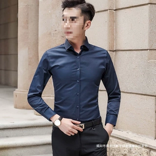 2021港风衬衫男士长袖修身免烫商务潮牌青年潮流职业上班上衣衬衣