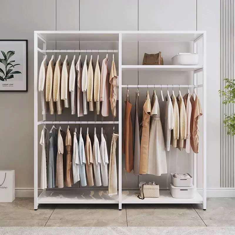 Wardrobe for Home Use in the Bedroom, Foldable, No Installation Required, with a Curtain for Privacy, Floor-Standing Clothes Rack, Open Wardrobe Storage Rack