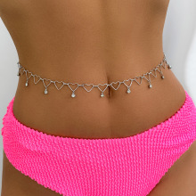 欧美跨境简约冷淡风圆珠waist chain身体链 性感爱心单层腰链饰品