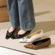 6500-K117 European and American style banquet women's shoes pointed commuting shoes shallow mouth versatile height increasing sloping heel V-buckle temperament single shoe