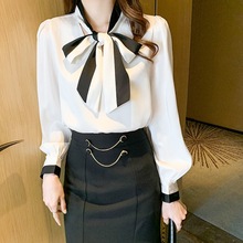 蝴蝶结职业OL衬衫女长袖2025早秋新款上衣设计感小众春秋雪纺衬衣