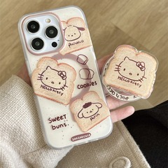 Insフロスト漫画トーストkt 13pro 14promax磁気吸引スタンド携帯電話ケースはリンゴ15/12proを適用する