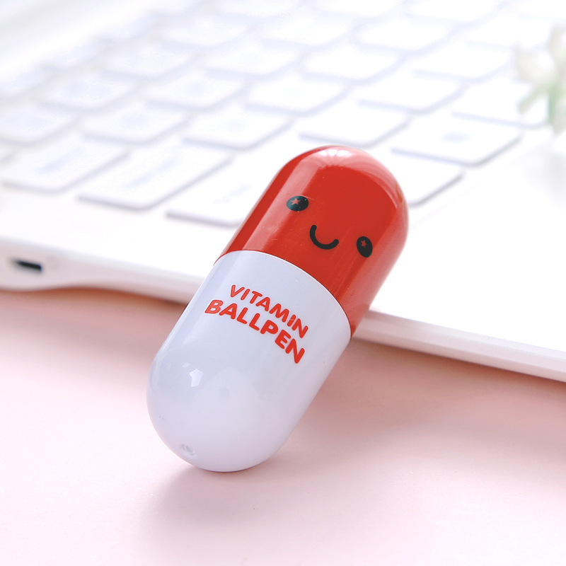 新しいミニスマイリーフェイス表現ピルペンクリエイティブ伸縮カプセルペンパズル学生文具ギフト在庫卸売|undefined