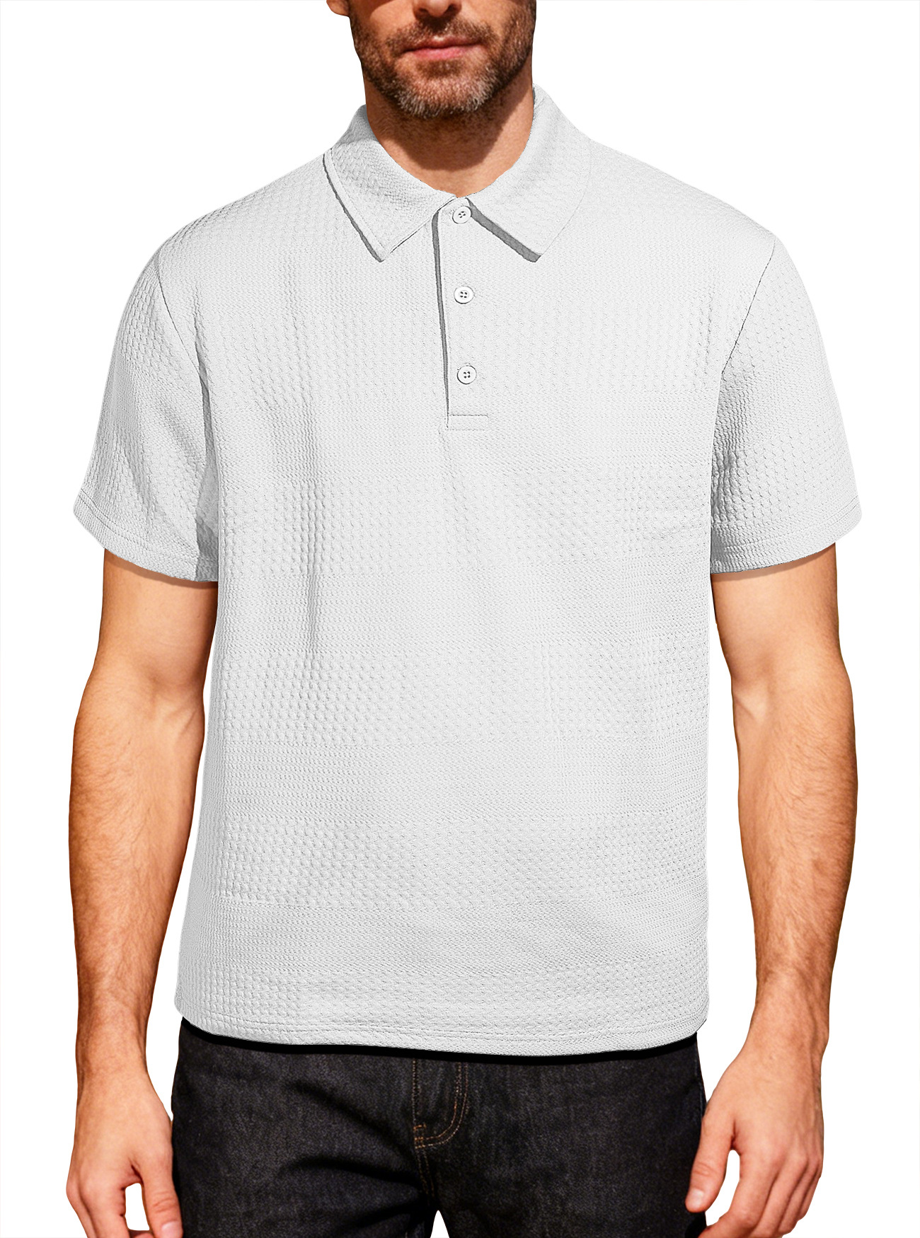 Comercio exterior transfronterizo de verano hombre polo de punto de color sólido botón de solapa camiseta de manga corta casual camiseta para hombre