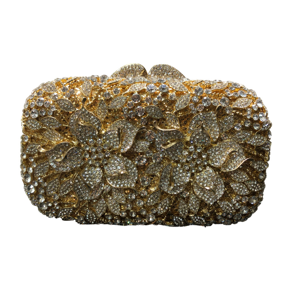 Seleccione estrictamente la nueva moda flor con diamantes bolsas de cena de fiesta europea y americana con diamantes llenos bolsas de mano de mujer embrague nuevo