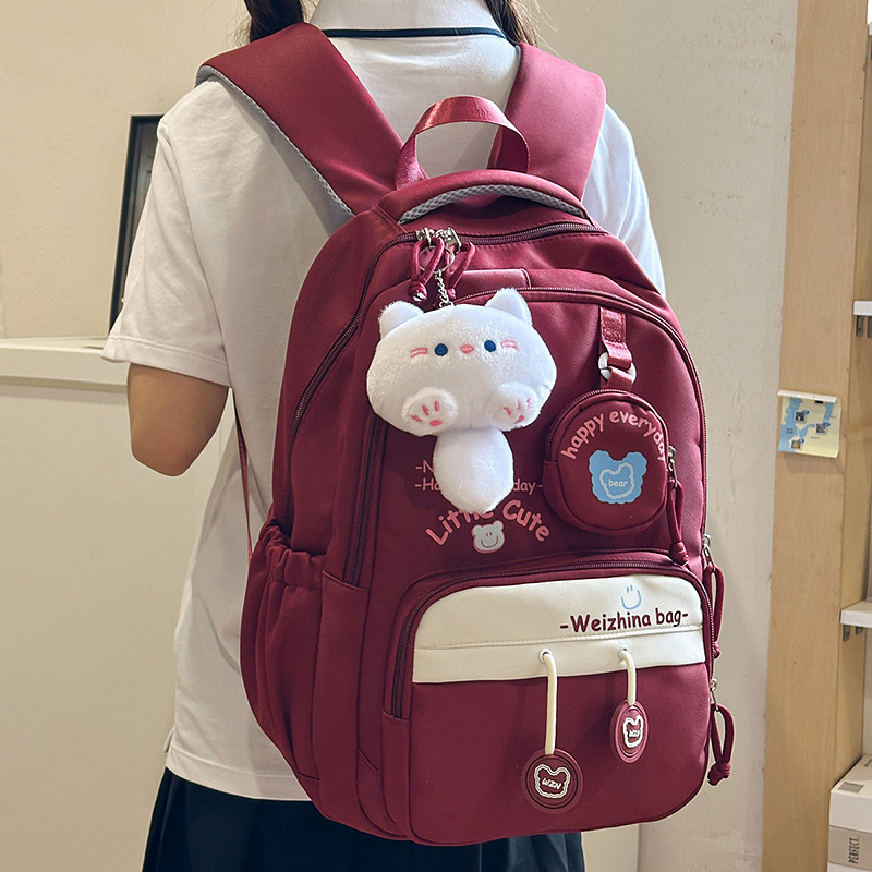 スクールバッグ女性 2025 新しいプリント中学生バックパックファッショナブルで多用途な大容量ファッショナブルなカラーマッチングバックパック|undefined