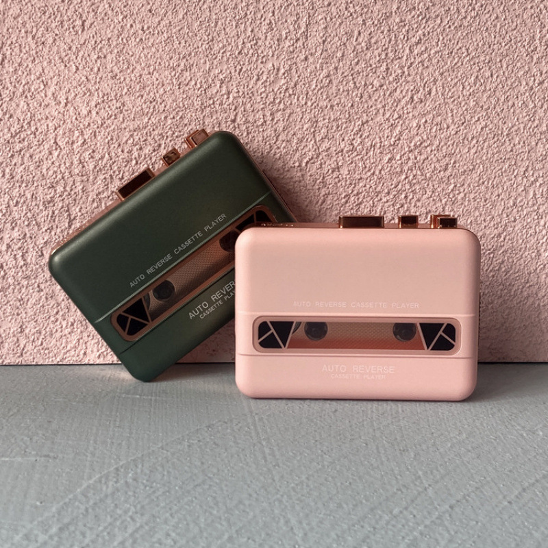 80 Retro Pink Rose Gold Tape Cassette Tape Player Walkman
