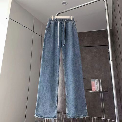 Relaxed Waist Spring and Summer Women's Plus Size High-Waisted Slim Straight Leg Pants for Chubby Sisters, Loose and Versatile Fashion Pants