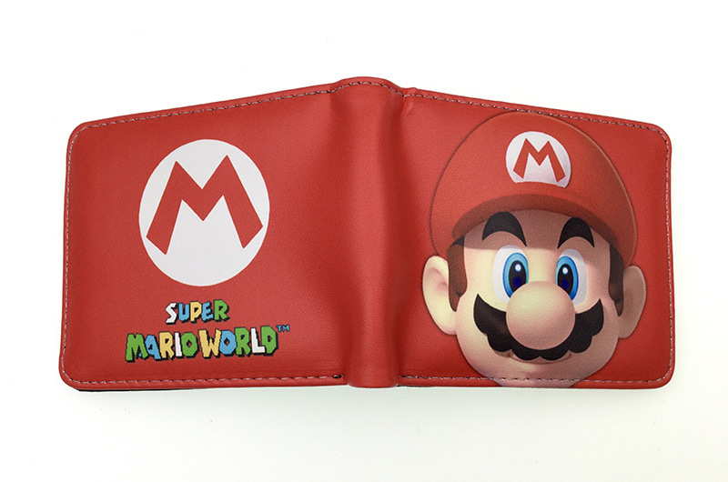 Nuevo Super Mary cartera corta Super Mario estudiante unisex pu cuero Snap cartera