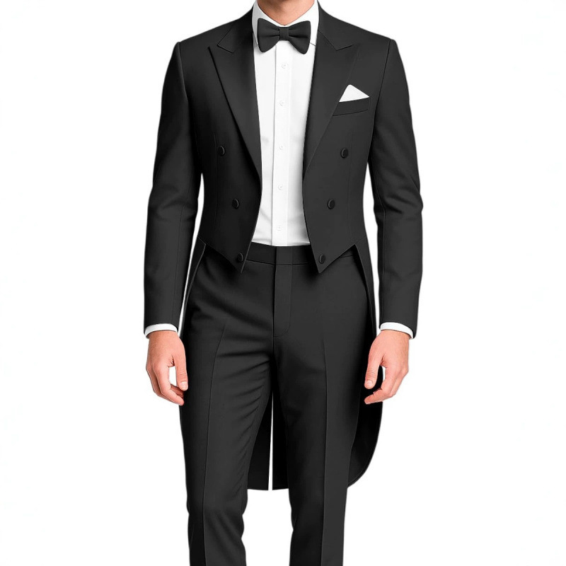 Cross-Border Foreign Trade Men's Double-Breasted Tuxedo Suit Groomsmen Clothing Men's British Style Conductor Uniform Aliexpress