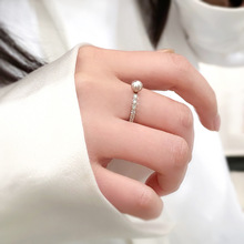 淡水珍珠925银镶锆石戒指高级感小众设计指环个性 JZ5601