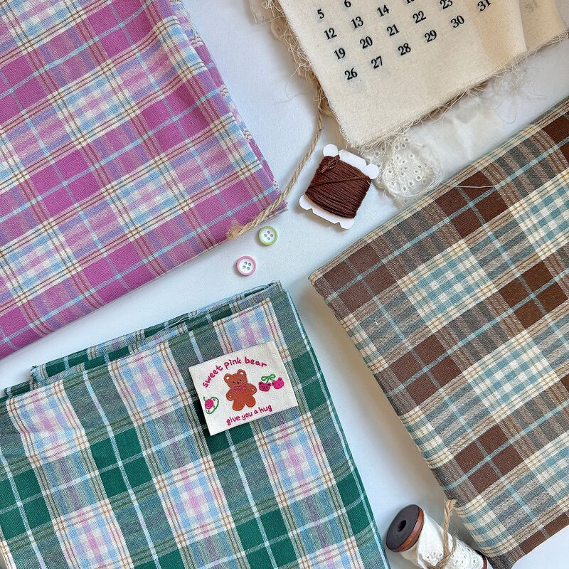 Korean Ins Style Yarn-Dyed Cotton Colorful Plaid Fabric for Handmade DIY Tablecloths, Background Cloth, Scrunchies, and Children's Clothing Korean Ins Style Yarn-Dyed Cotton Colorful Plaid Fabric for Handmade DIY Tablecloths, Background Cloth, Scrunchies, and Children's Clothing
