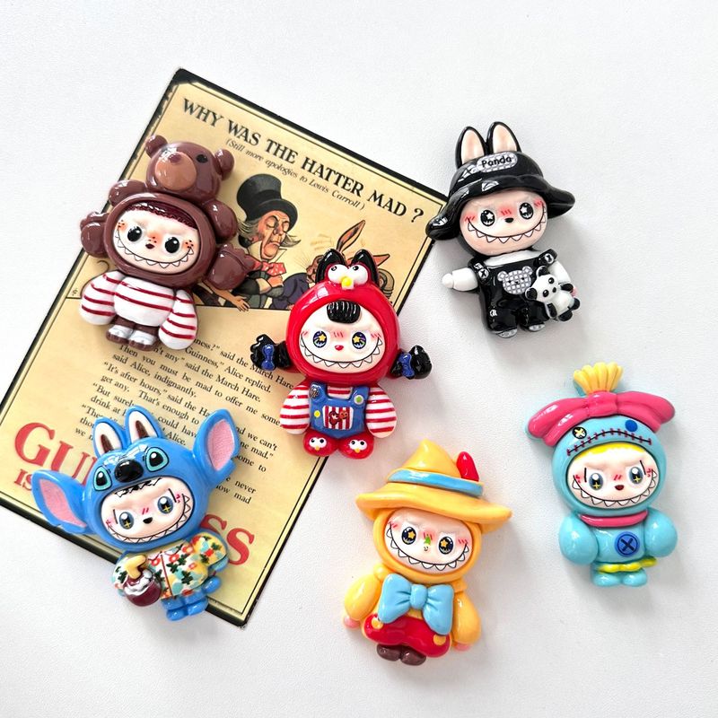 新しい漫画かわいいラブブ半透明ソリッドカラー冷蔵庫マグネット樹脂アクセサリー三次元装飾磁気ステッカー|undefined