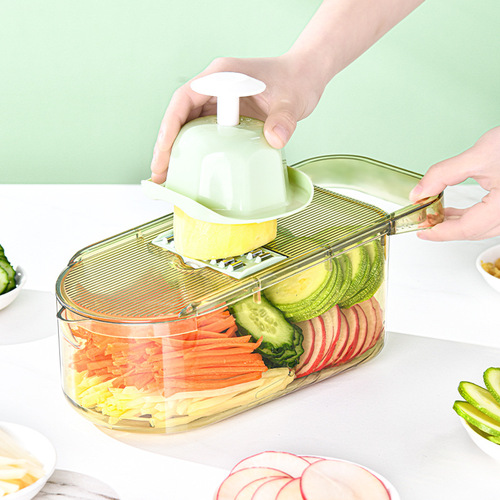 New Lightweight Luxury Transparent Green Kitchen Home Vegetable Fruit Shredder Potato Cucumber Slicer Shredder with Hand Protection Chopper