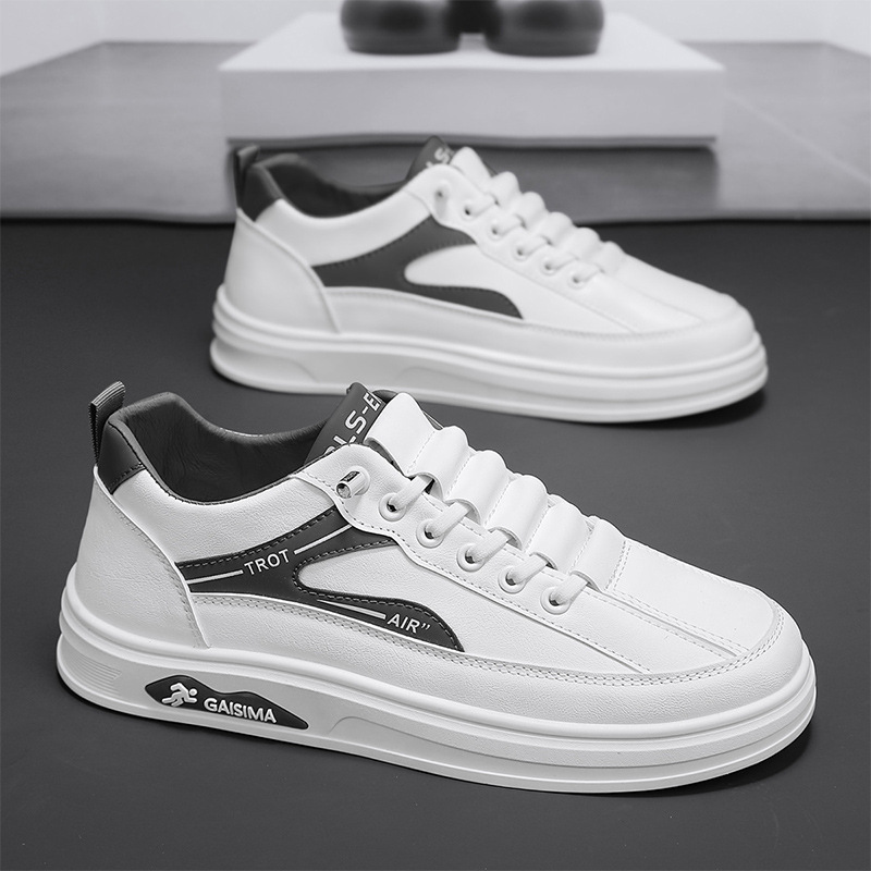 2025 primavera y verano nueva moda transpirable zapatos de tabla blanca zapatos de hombre zapatos deportivos casuales zapatos de cuero de hombre con suela plana zapatos de moda