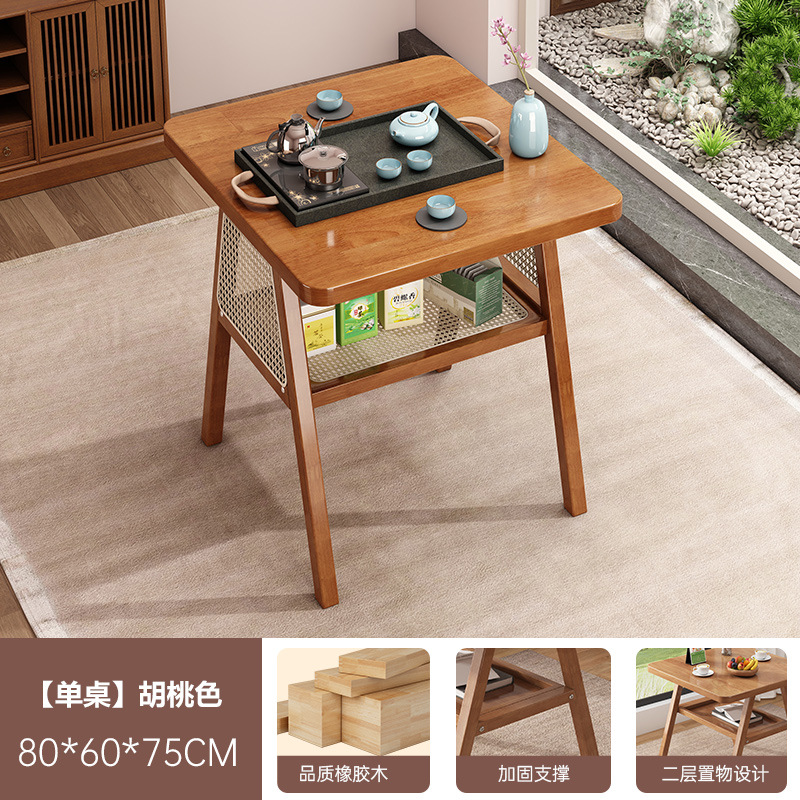 Mesa de té de madera sólida del balcón, nueva mesa cuadrada china, mesa casera simple, mesa de té cuadrada Zen casual