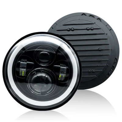 Cross-Border Full-Circle 4-Bead Wrangler Headlight Car Light Motorcycle Modification 7inch Angel Eye Led Car Light Work Light (Motorcycle headlights, headlights) - 7inch-yellow-white-light