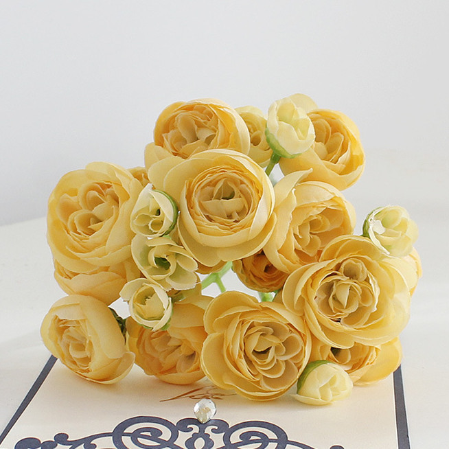 6 pcs flejes artificiales pequeños capullos de té de camelia flor artificial que sostiene la flor artificial ramo de flores decoración flor decorativa boda de la boda