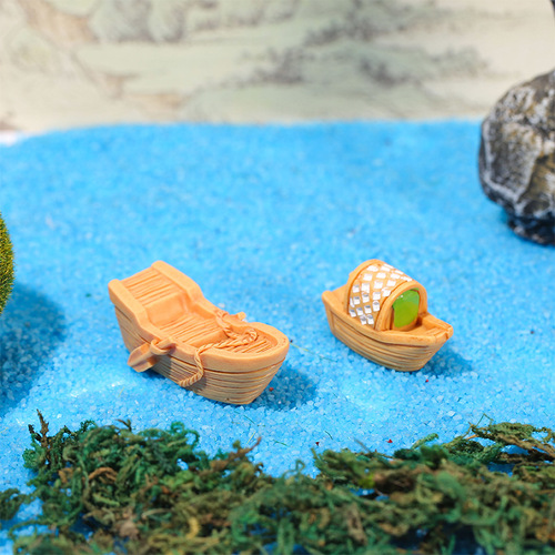 江南小船 微景观创意模型家居工艺品DIY树脂礼品小摆件渔船乌蓬船