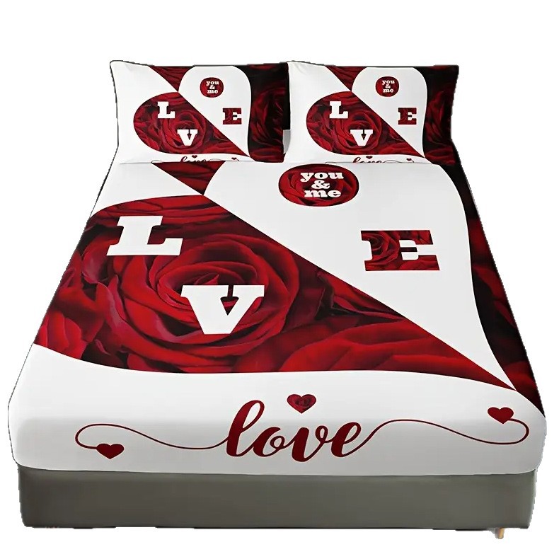 TEMU / JIT mattress mattress set Rose Love 3D digital impreso ropa de cama para diseñar