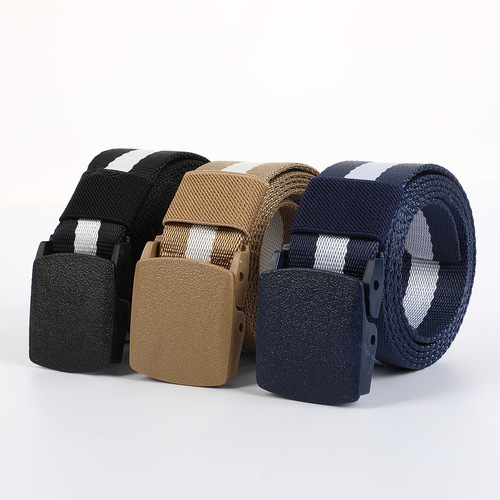 Smooth plastic buckle metal-free nylon belt for men students military training tactical outdoor canvas belt quick shipment