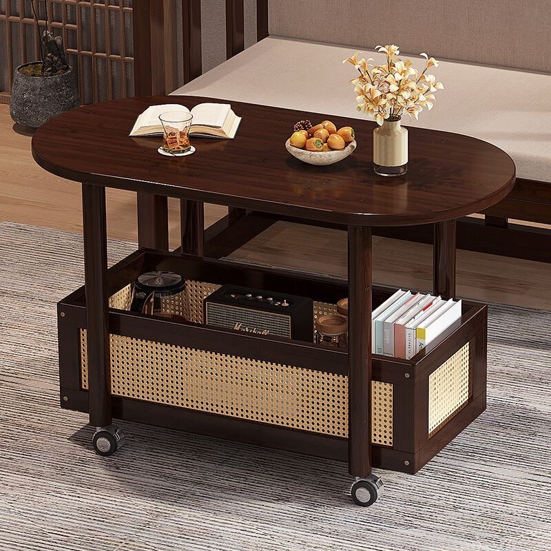 Movable Storage Coffee Table, New Chinese-Style Home Storage Sofa Side Table, Side Cabinet, High-End Small Table, Coffee Table