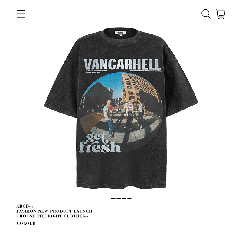 Camiseta de manga corta apilada en la calle alta de la marca de moda pesada de 250g para hombres de algodón puro con camisa de fondo suelta para hombres de verano