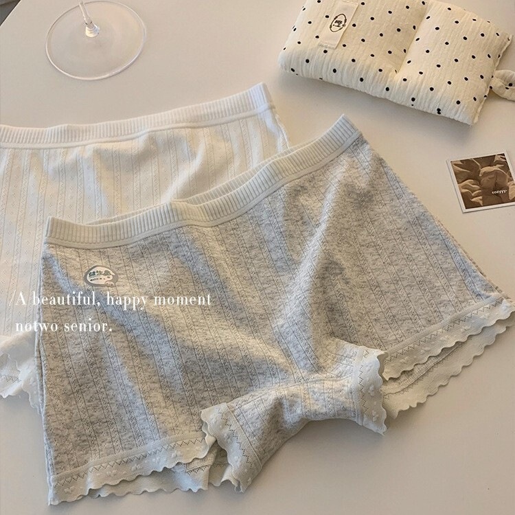 Anti-Exposure Two-In-One Safety Shorts 10A Antibacterial Pure Cotton Boxer Briefs for Women with Floral Print Cotton Crotch Anti-Exposure Two-In-One Safety Shorts 10A Antibacterial Pure Cotton Boxer Briefs for Women with Floral Print Cotton Crotch