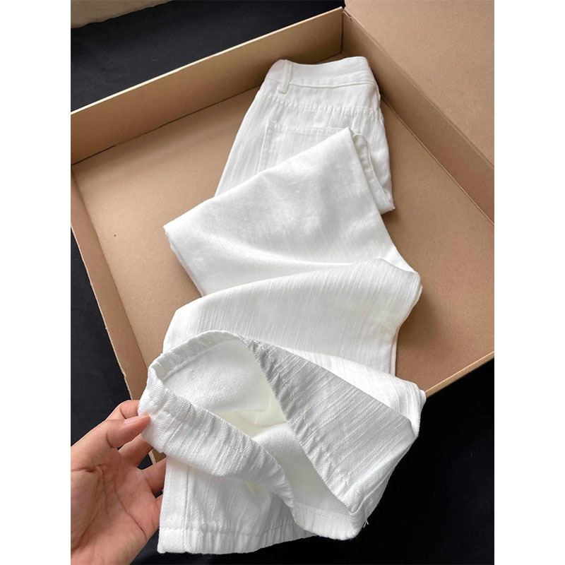 plus size White Loose Straight Jeans Women's Summer New chubby girl High Waist Slimming All-match Narrow Wide Leg Pants plus size White Loose Straight Jeans Women's Summer New chubby girl High Waist Slimming All-match Narrow Wide Leg Pants