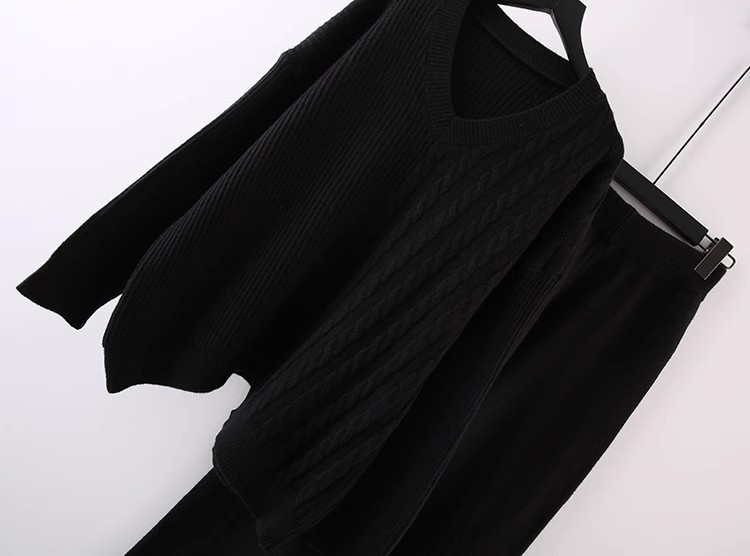 Women's Pant Sets Knitted Pullover Sweater And Wide Leg Trousers_voghion.com