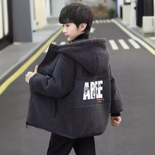 男童羊羔绒外套秋冬款2025新款儿童毛毛衣中大童加厚夹棉男孩棉服