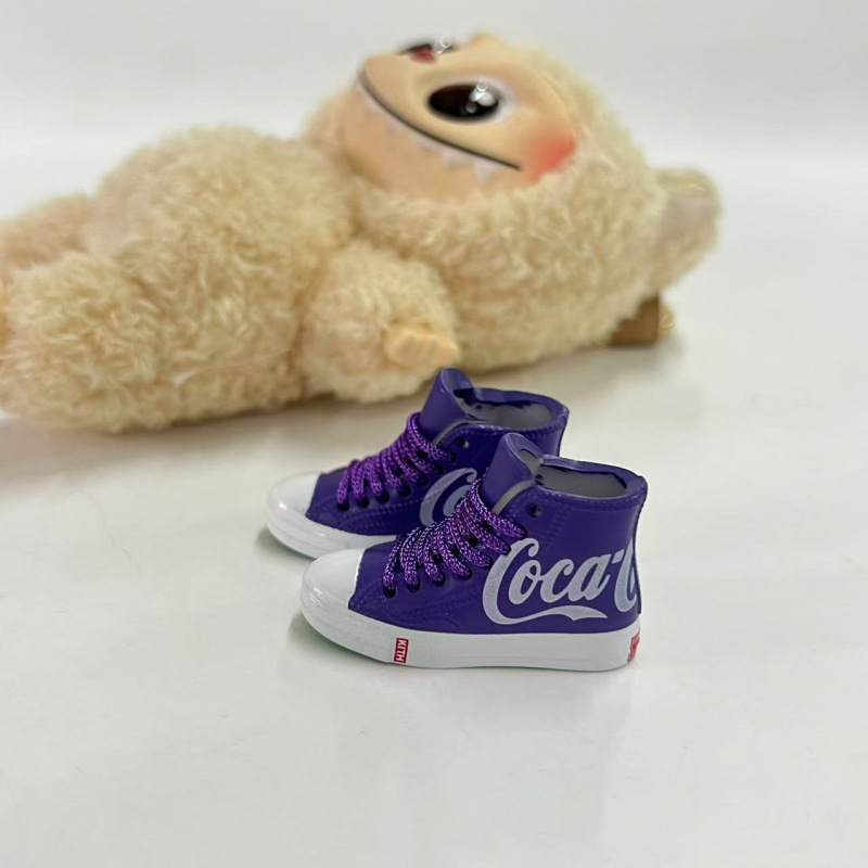 LABUBU Zapatos Rabu Ropa de bebé 17cm felpa vinilo bolso de muñeca colgante para zapatos desnudos caja ciega