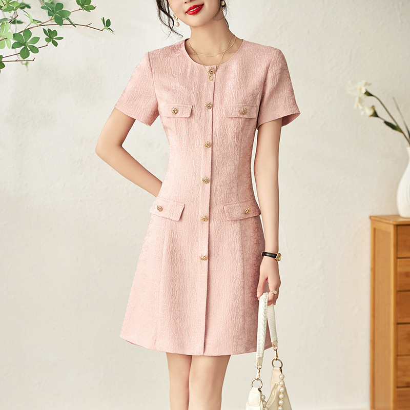 Đầm suông nữ midi mùa hè — 2306208 - Hồng chi tiết 6
