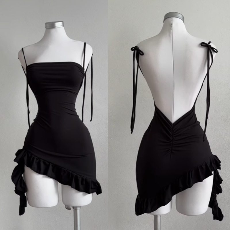 2026 European and American Hot-Selling New Cross-Border Dress, Summer High-End Y2K Sexy Backless Tie-Up Bodycon Dress