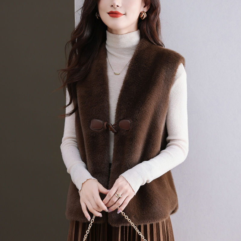 High-End Imitation Mink Fur Women's Vest New Spring, Autumn and Winter Fashionable Loose and Stylish Vest Top Slimming Plus Size