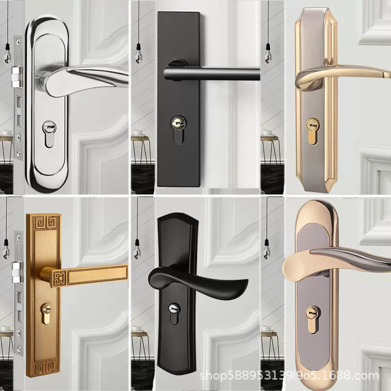 黑色卧室门锁室内门把手家用静音房门锁分体磁吸锁木门锁锁具房间