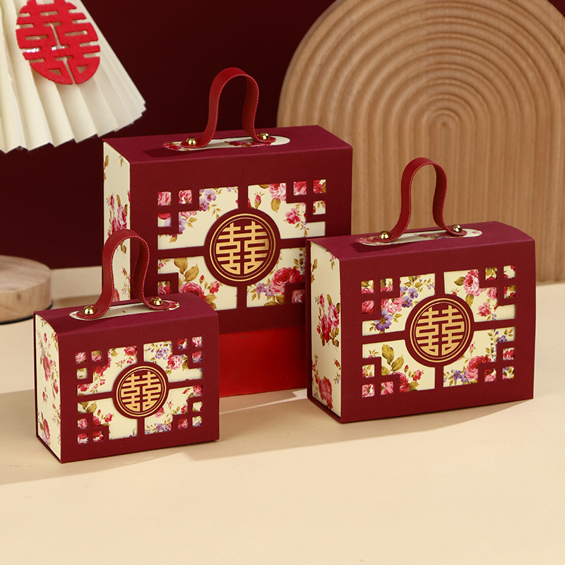 Caja de dulces de boda atmósfera caja de regalo de dulces portátiles caja de embalaje de boda caja vacía caja de cartón bolsa de dulces de boda