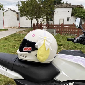 White Bow Yellow Cinnamoroll Helmet Accessory Motorcycle Plush Ears Decor