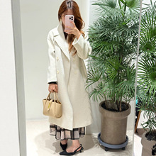 秋上新【dznkb】意法韩系加厚时尚温柔阔版双排扣大衣遮肉外套女