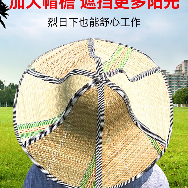竹编太阳帽子女夏季男大檐帽农民透气遮阳帽沙滩户外可折叠防晒帽