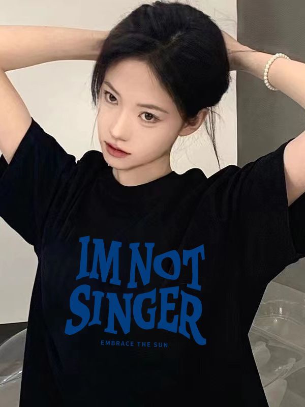 Camiseta para mujer, estilo verano 2026, de seda helada transpirable de secado rápido, estilo Hong Kong, moderna, estampada, de manga corta, para hombre