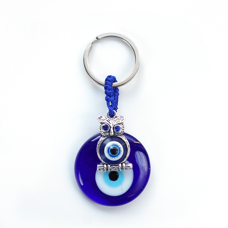 Cruz De La Frontera estilo turco griego ojos azules colgante llavero colgante de diamante incrustado ojo oblicuo joyería del ojo del diablo al por mayor