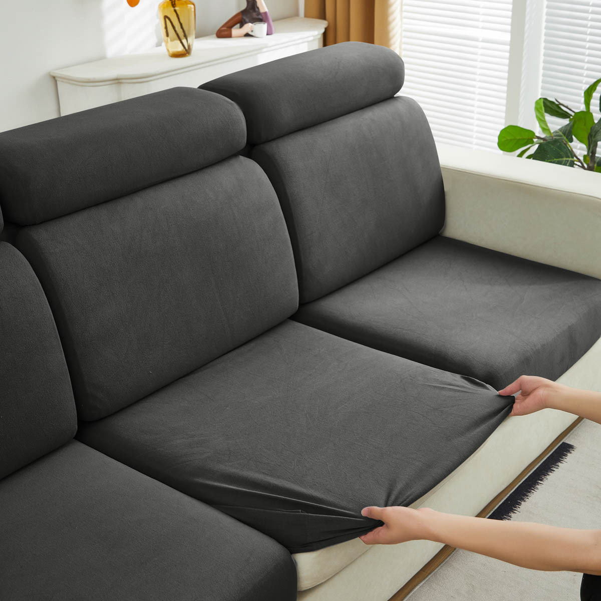 Amazon transfronterizo seda de leche lana TPU cubierta de cojín de sofá impermeable cubierta de sofá elástica 180gsm