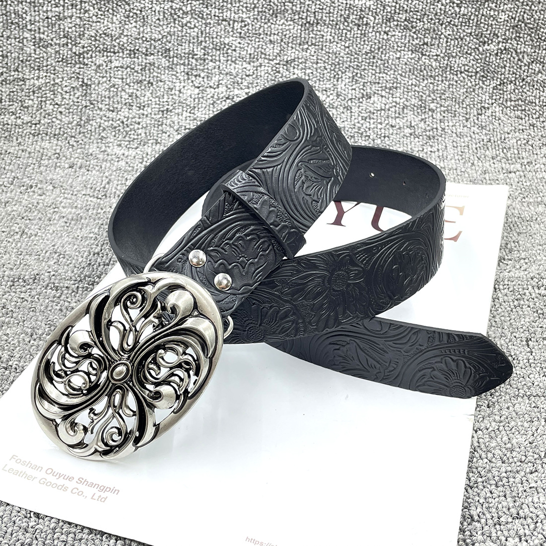 [embossed] curved cross belt / 110cm total length 3.8cm width