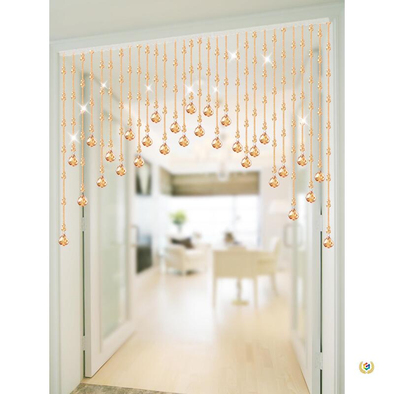 Crystal Bead Curtain for Door-To-Door Feng Shui Resolution, No-Drill Installation, Gourd-Shaped, for Bedroom and Bathroom, Home Use Feng Shui Partition Curtain