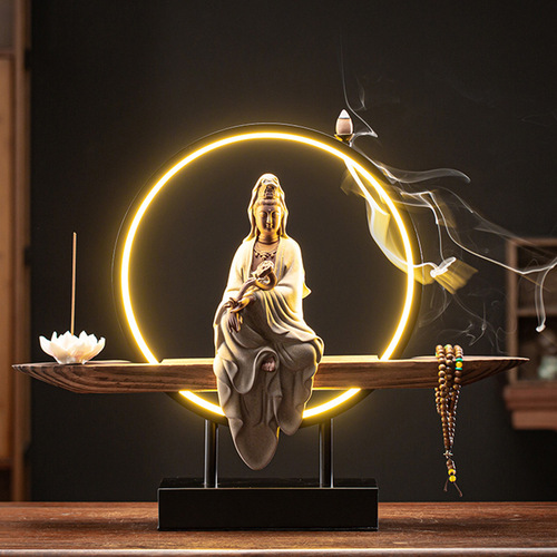 Zen new Chinese style Guanyin Bodhisattva ceramic crafts Buddha statue home worship ornaments Ruyi Guanyin home decoration