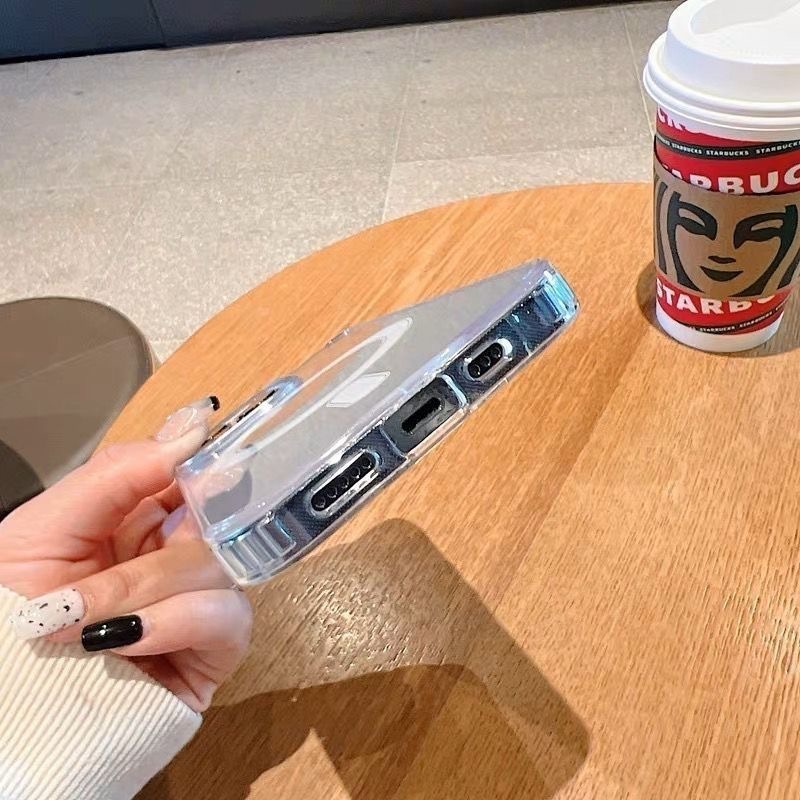 Funda protectora para teléfono móvil Apple 17, compatible con Magsafe, funda magnética transparente en caja, funda protectora para iPhone 16 Pro 12